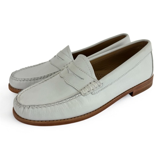 New G.H. BASS WEEJUNS Whitney Size 8.5 White Leather Loafers Flats - Picture 1 of 11